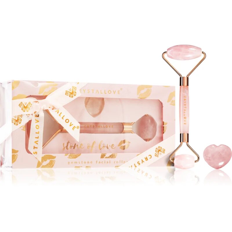 Crystallove Rose Quartz Selflove Set масажно валяче за лице и масажно приспособление