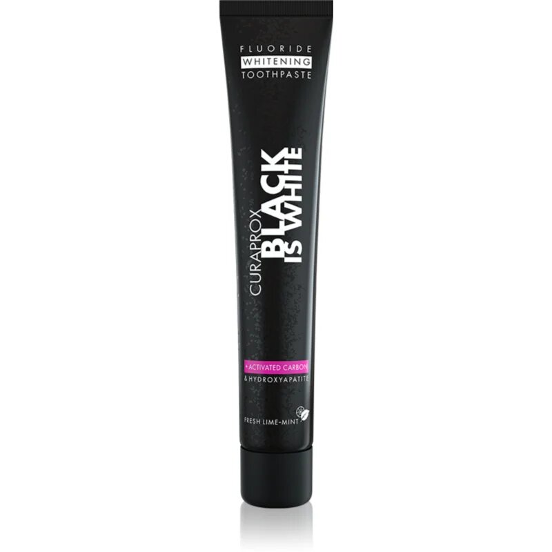 Curaprox Black is White избелваща паста с активен въглен с хидроксиапатит вкус Fresh Lime-Mint 90 мл.