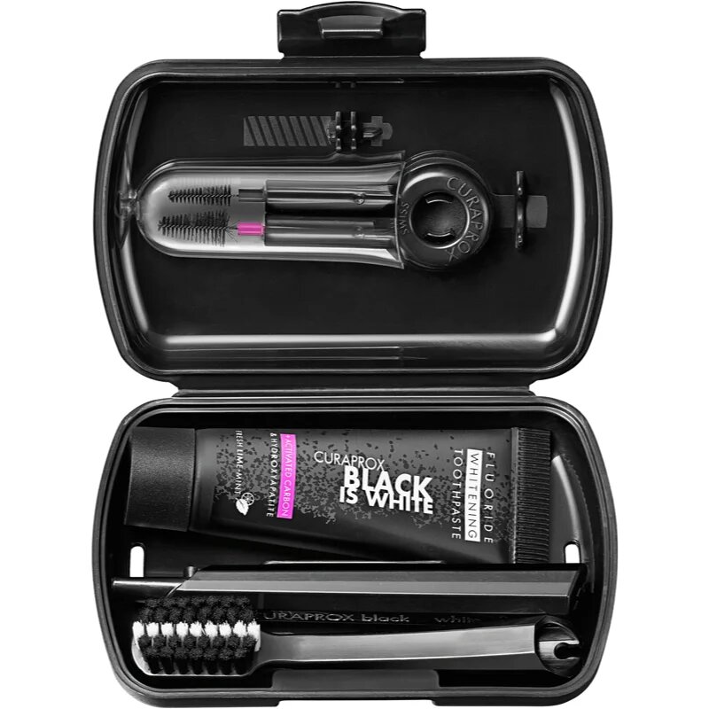 Curaprox Travel Set Black is White комплект за пътуване за зъби език и венци