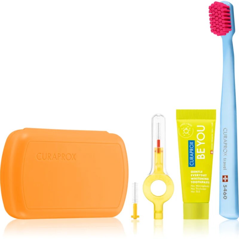 Curaprox Travel Set комплект за пътуване за зъби език и венци Orange