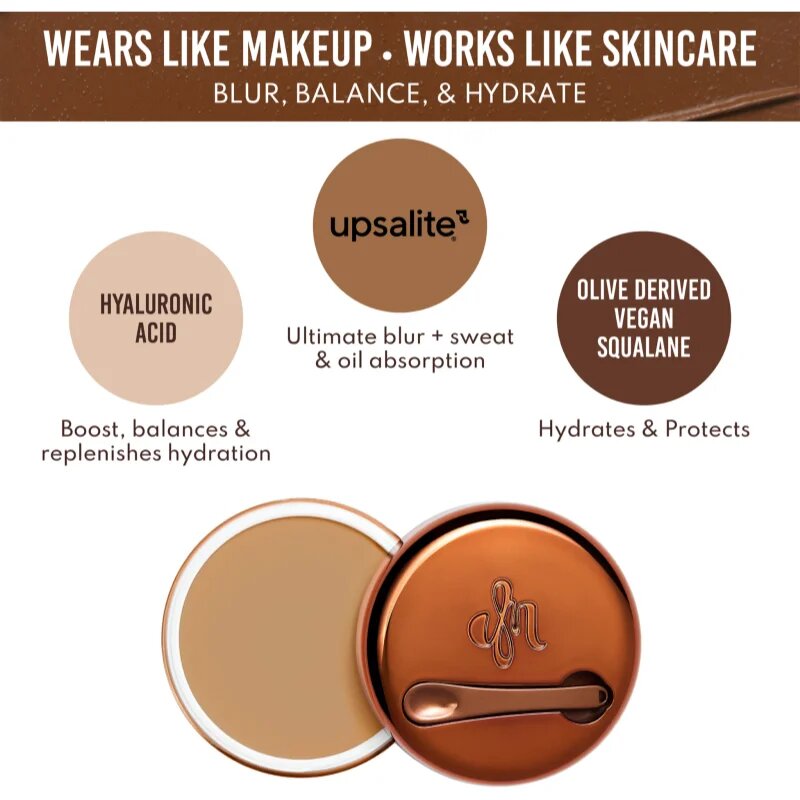 Danessa Myricks Beauty Yummy Skin Blurring Balm Powder компактен кремообразен фон дьо тен цвят 8.5 - Dark with Neutral Olive Undertones 18 гр.