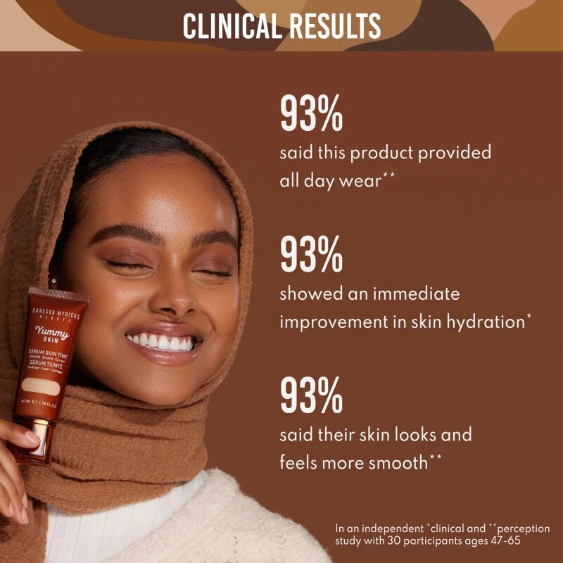 Danessa Myricks Beauty Yummy Skin Serum Skin Tint хидратиращ фон дьо тен с изглаждащ ефект цвят 4.5 - Light To Medium With Warm Undertones 45 мл.