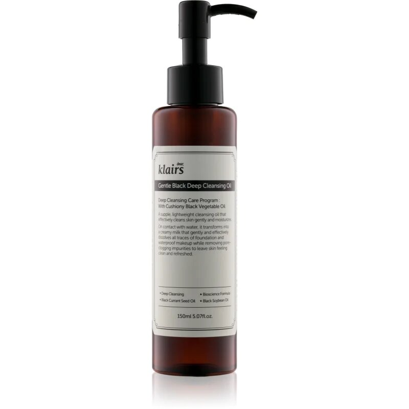Dear Klairs Gentle Black Deep Cleansing Oil дълбоко почистващо олио за мазна кожа 150 мл.