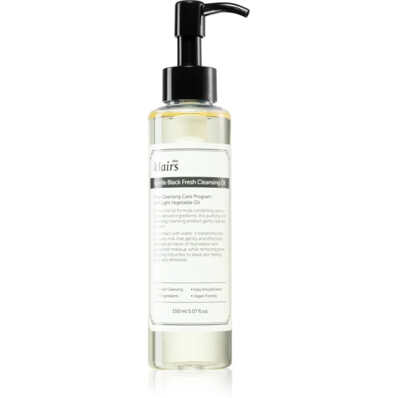 Dear Klairs Gentle Black Fresh Cleansing Oil нежно почистващо олио за мазна кожа 150 мл.