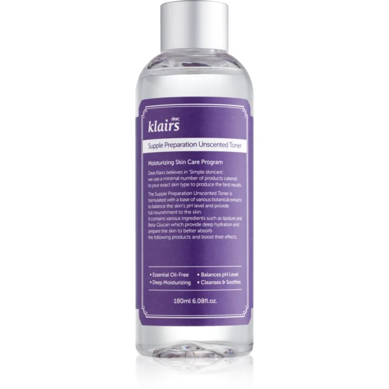 Dear Klairs Supple Preparation Unscented Toner хидратиращ тоник изравняващ pH на кожата без парфюм 180 мл.
