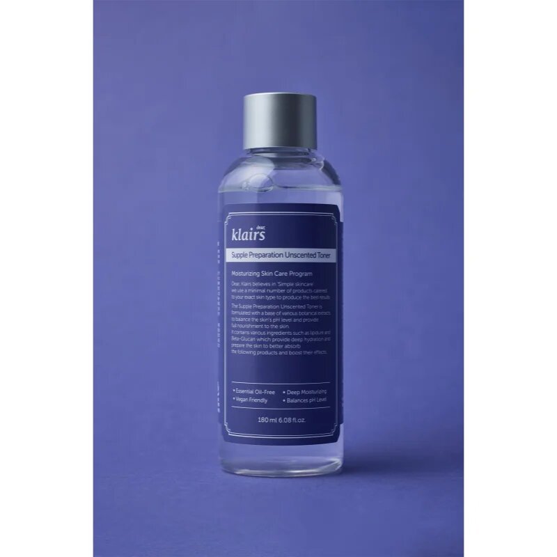 Dear Klairs Supple Preparation Unscented Toner хидратиращ тоник изравняващ pH на кожата без парфюм 180 мл.