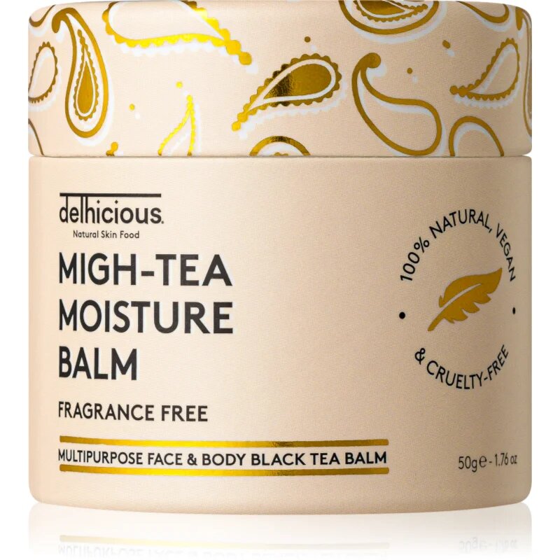 delhicious MIGH-TEA MOISTURE BALM мултифункционален балсам за много суха и чувствителна кожа без парфюм 50 гр.