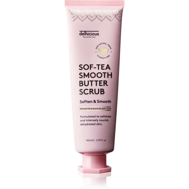 delhicious Sof-Tea Smooth Butter Scrub хидратиращ пилинг за тяло с ексфолиращо действие 140 мл.