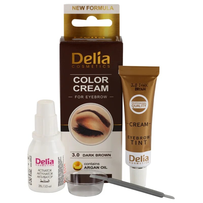 Delia Cosmetics Argan Oil цвят за вежди цвят 3.0 Dark Brown 15 мл.