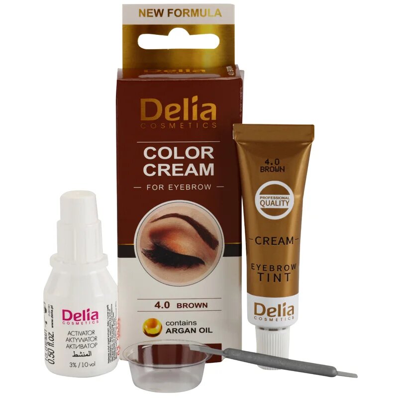 Delia Cosmetics Argan Oil цвят за вежди цвят 4.0 Brown 15 мл.