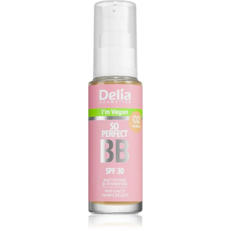 Delia Cosmetics BB So Perfect матиращ ВВ крем с хидратиращ ефект цвят 02 Medium 30 мл.