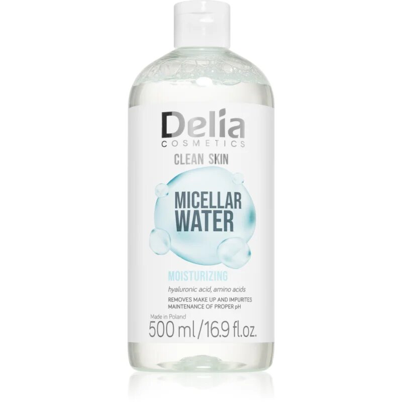 Delia Cosmetics Clean Skin мицеларна вода с хидратиращ ефект 500 мл.