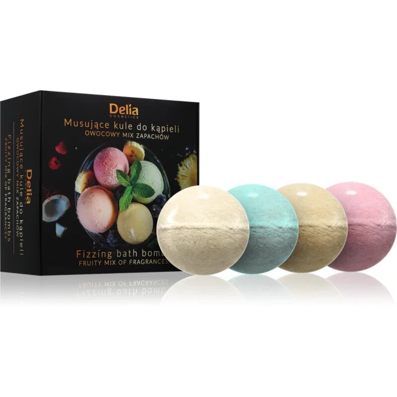 Delia Cosmetics Fizzing Bath Bombs Fruity Mix подаръчен комплект за вана 4x100 гр.