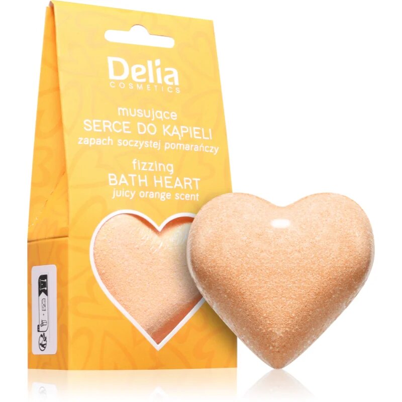 Delia Cosmetics Fizzing Bath Heart Orange бомбичка за вана 100 гр.