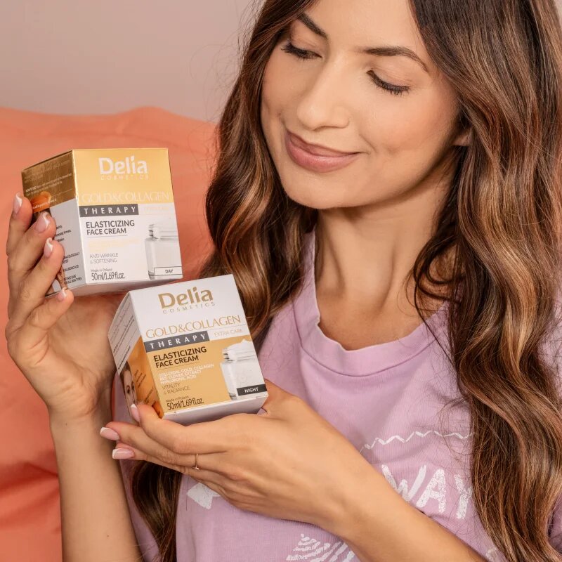 Delia Cosmetics Gold & Collagen Therapy нощен крем увеличаващ еластичността на кожата 50 мл.