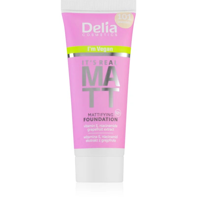 Delia Cosmetics It's Real Matt матиращ фон дьо тен цвят 101 porcelain 30 мл.
