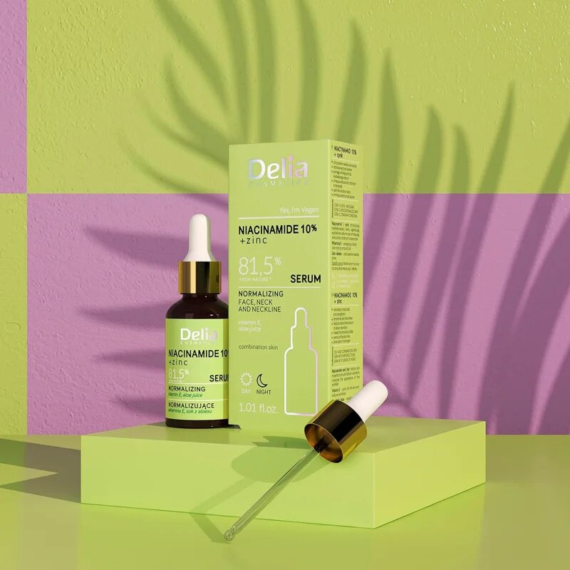 Delia Cosmetics Niacinamide 10% + zinc обновяващ серум за лице врат и деколкте 30 мл.