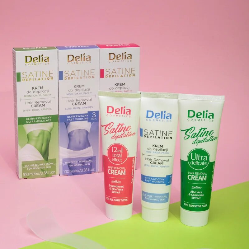 Delia Cosmetics Satine Depilation 12in1 Total Effect крем за депилация за всички видове кожа 100 мл.