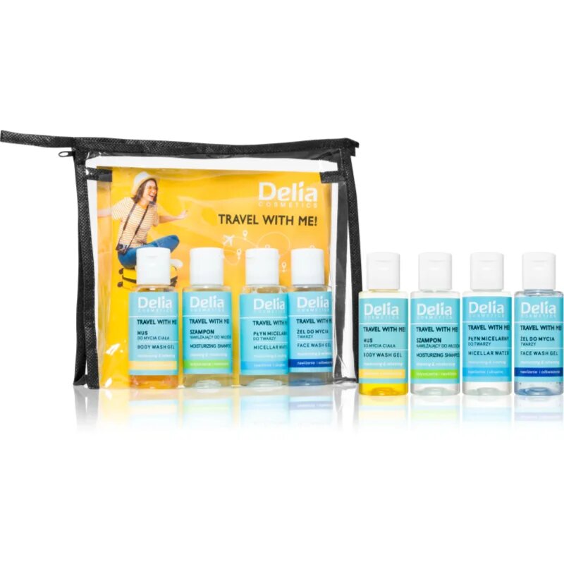 Delia Cosmetics Travel with me комплект за пътуване за лице тяло и коса