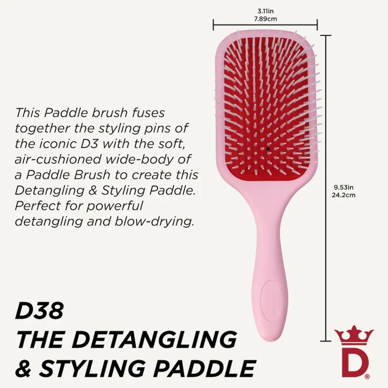 Denman Detangling D38 The Detangling & Styling Paddle голяма плоска четка за дълга коса Pink Crush 1 бр.