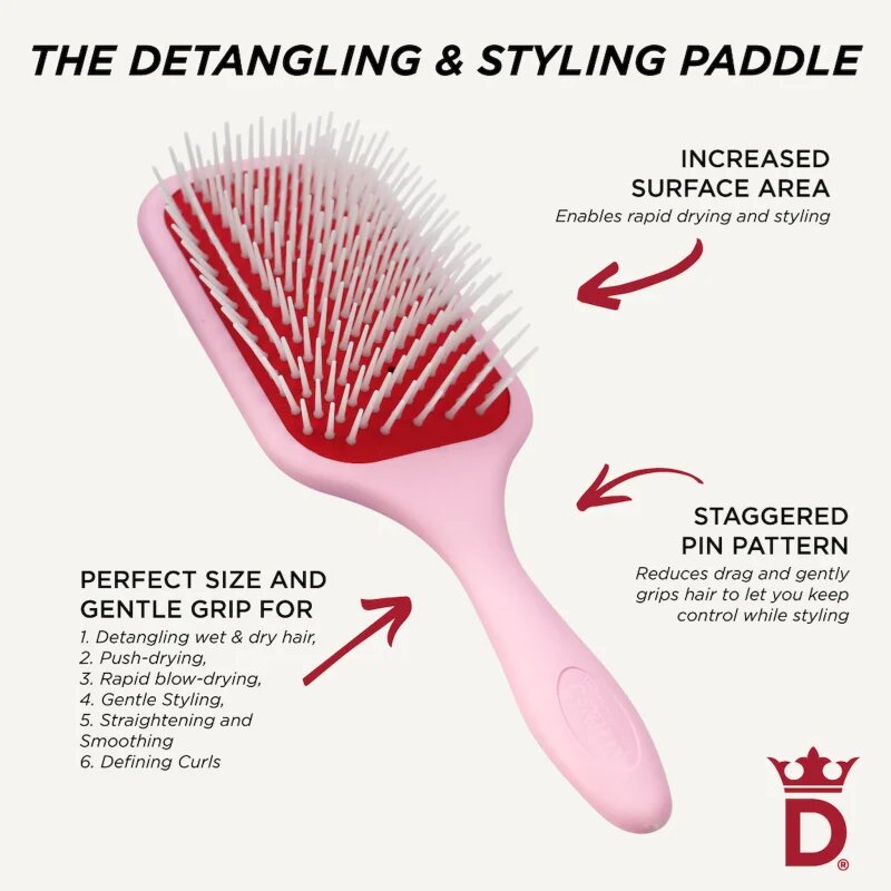 Denman Detangling D38 The Detangling & Styling Paddle голяма плоска четка за дълга коса Pink Crush 1 бр.