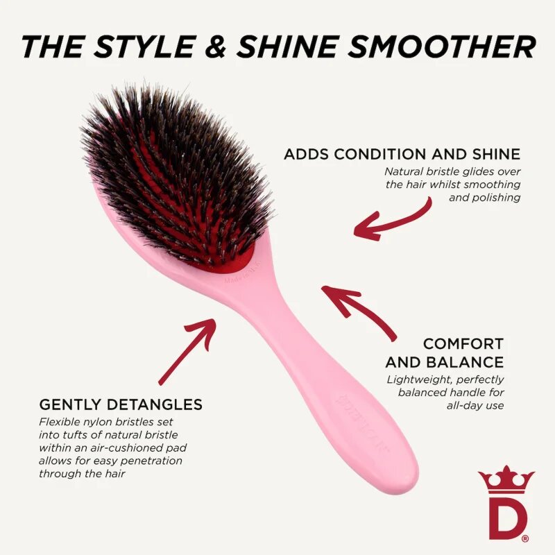 Denman Style D81M Style and Shine Brush гребен за изглаждане на косата Pink Crush 1 бр.