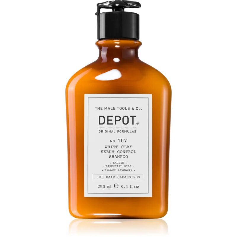 Depot 100 HAIR CLEANSING NO. 107 WHITE CLAY SEBUM SHAMPOO почистващ шампоан за мазна коса и мазен скалп 250 мл.