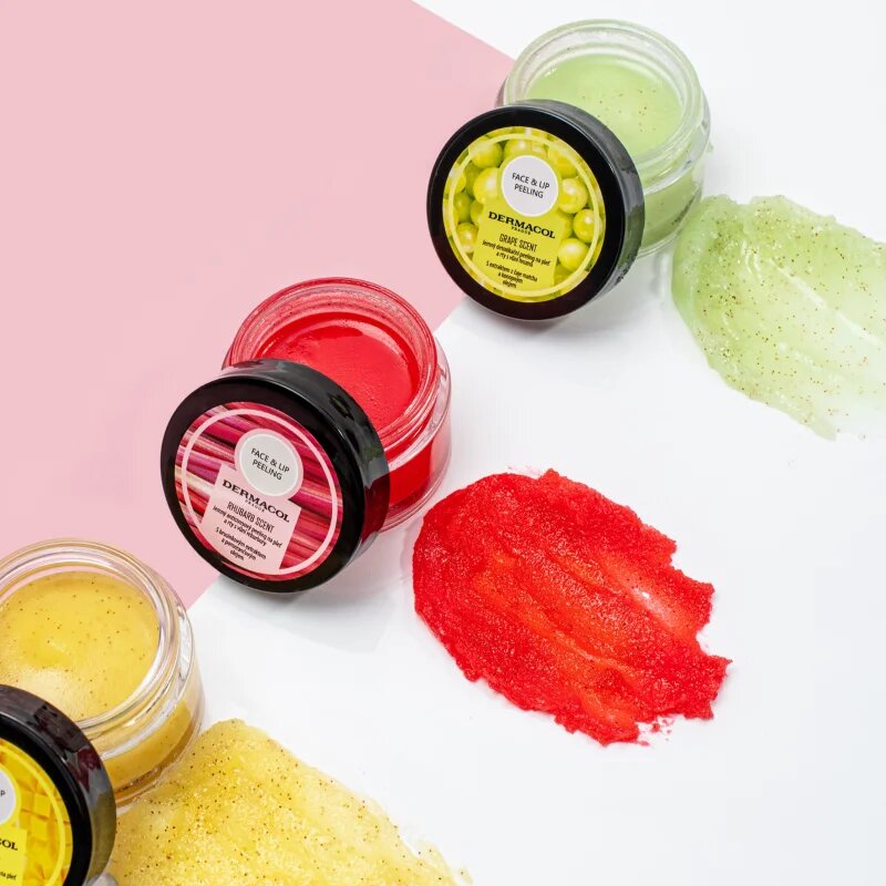 Dermacol Face & Lip Peeling Rhubarb захарен пилинг за устни и скули 50 мл.