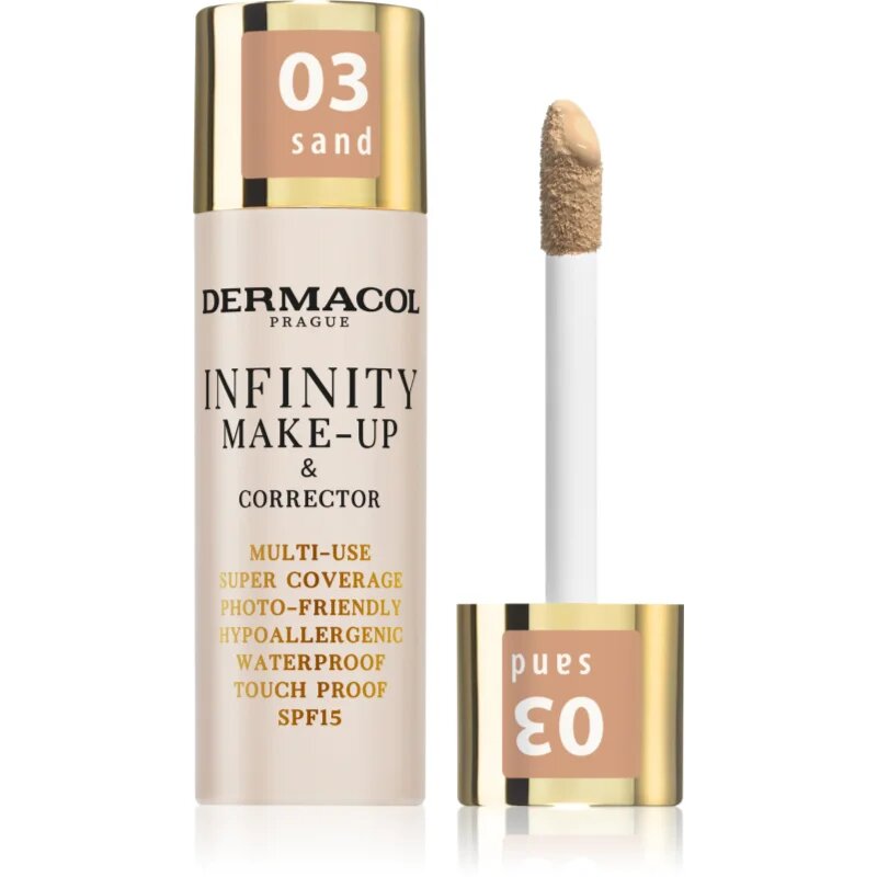 Dermacol Infinity високо покривен фон дьо тен SPF 15 цвят 03 Sand 20 гр.