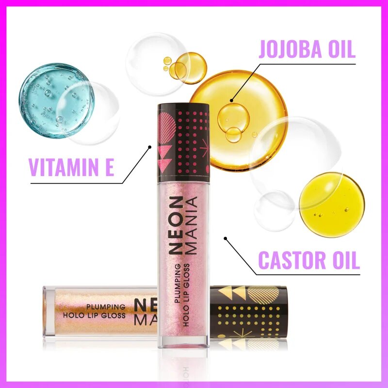 Dermacol Neon Mania блясък за устни с блестящи частици с увеличаващ ефект цвят 2 4 мл.