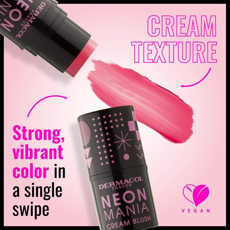 Dermacol Neon Mania кремообразен руж цвят 1 Pink 5.2 гр.