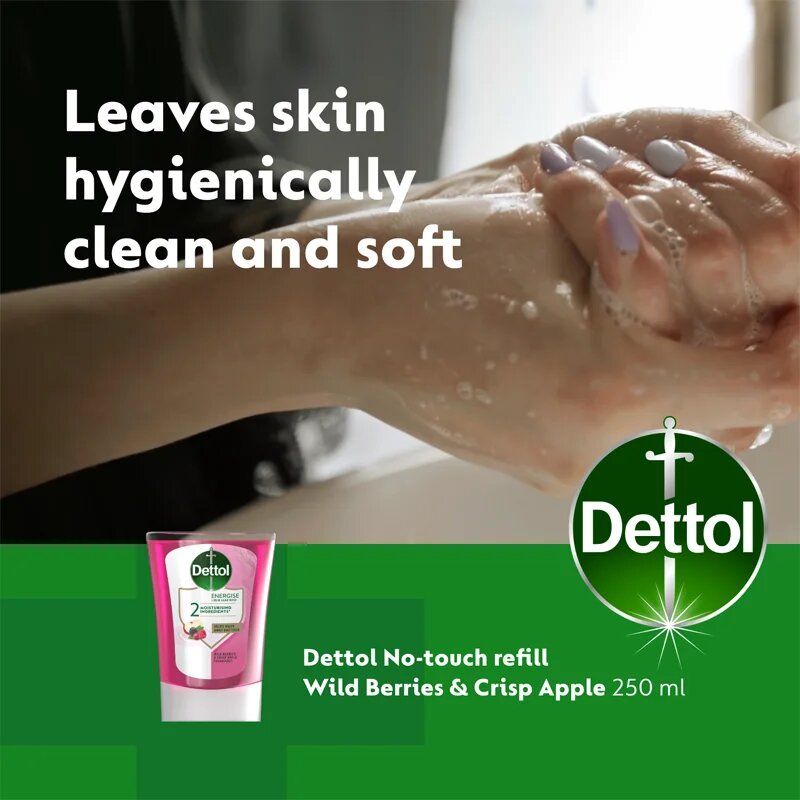 Dettol Energise Liquid Hand Wash Wild Berries & Crisp Apple пълнител за безконтактен дозатор за сапун 250 мл.