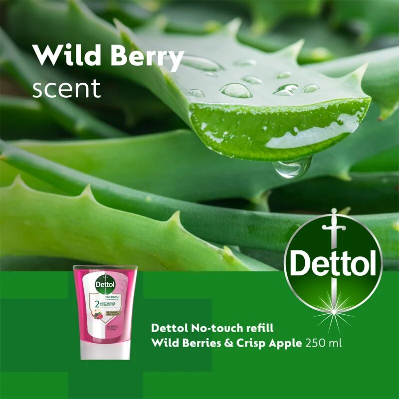 Dettol Energise Liquid Hand Wash Wild Berries & Crisp Apple пълнител за безконтактен дозатор за сапун 250 мл.