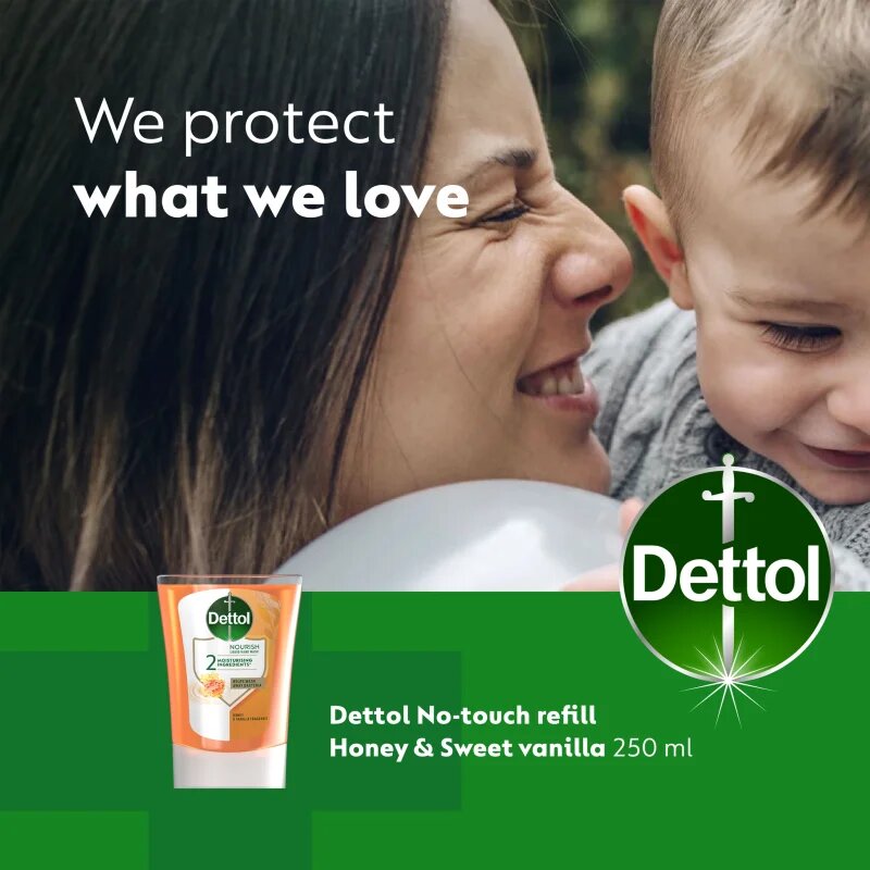 Dettol Soft on Skin Kids No-Touch Refill пълнител за безконтактен дозатор за сапун Honey & Vanilla 250 мл.