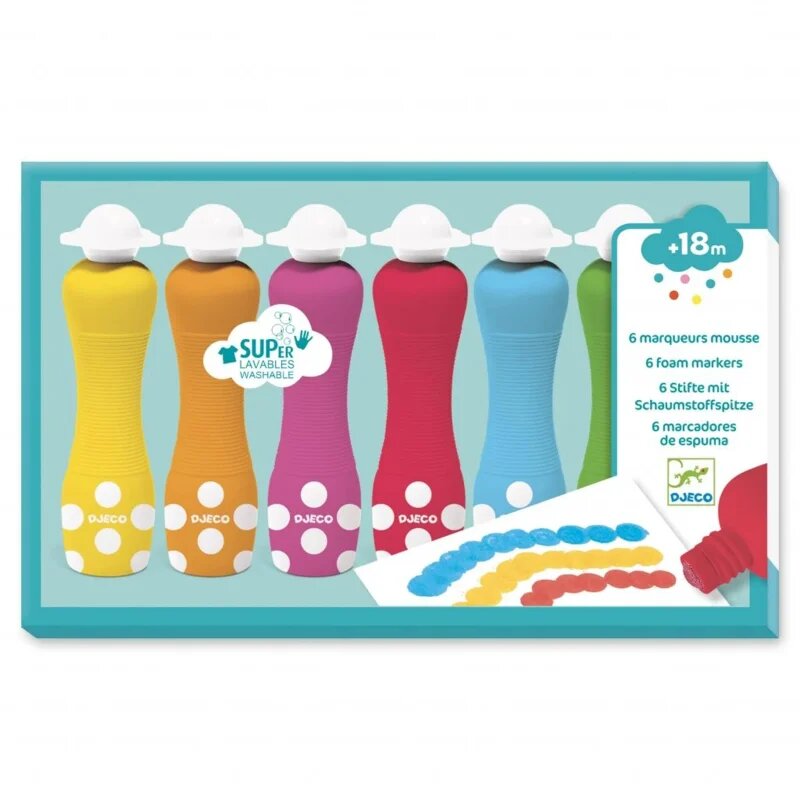 DJECO 6 Foam Markers пенообразни бои с апликатор 18m+ 6 бр.