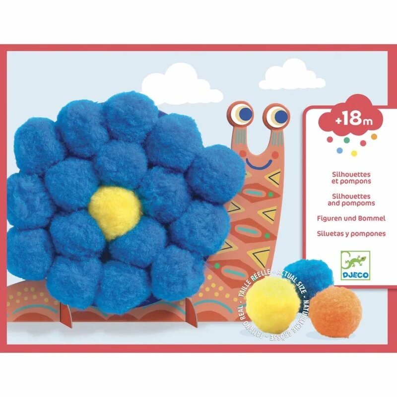 DJECO Fluffy Animals пухкави помпони за декорация на животинчета 18m+ 1 бр.