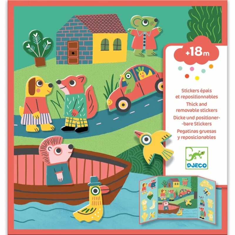 DJECO Thick Removable Stickers Animals стикери 12m+ 1 бр.