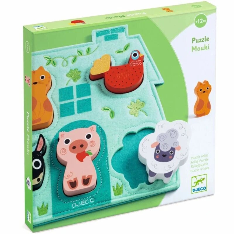 DJECO Wooden Block Puzzle Mouki пъзел 12m+ 1 бр.