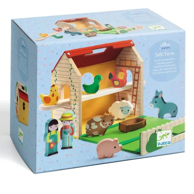 DJECO Wooden Farm комплект играчки от дърво 18m+ 11 бр.