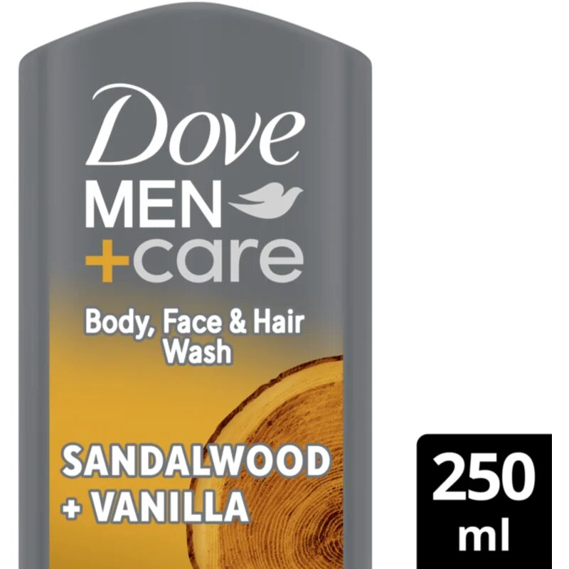 Dove Men+Care Sandalwood&Vanilla душ гел за лице тяло и коса за мъже 250 мл.