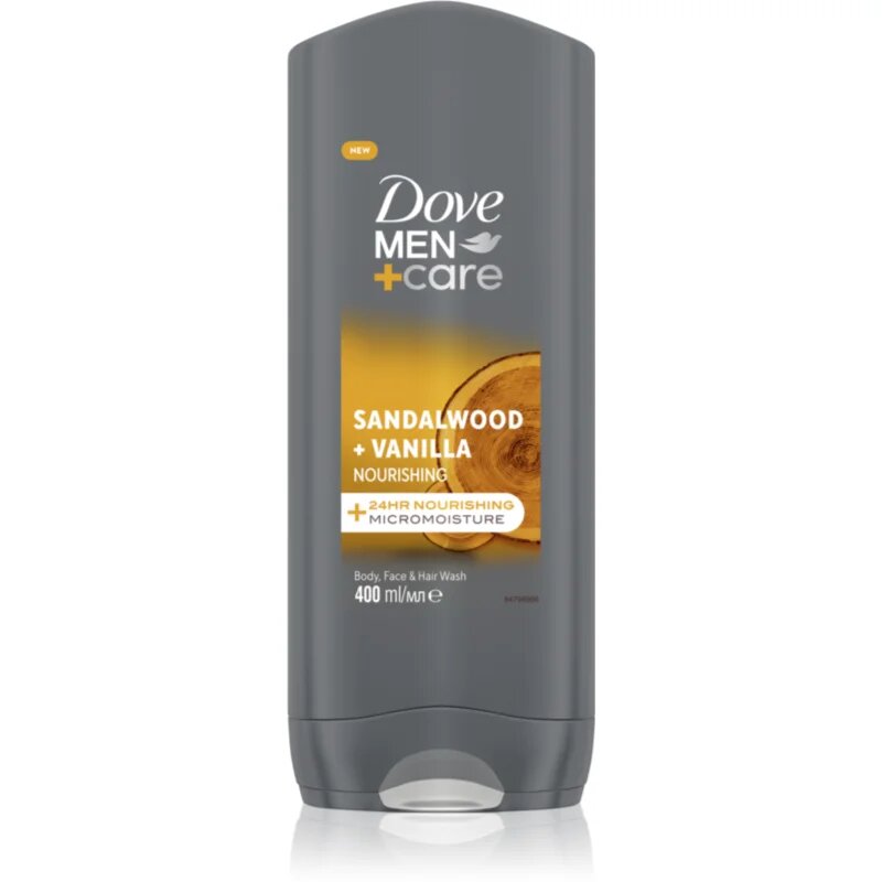Dove Men+Care Sandalwood&Vanilla душ гел за лице тяло и коса за мъже 400 мл.