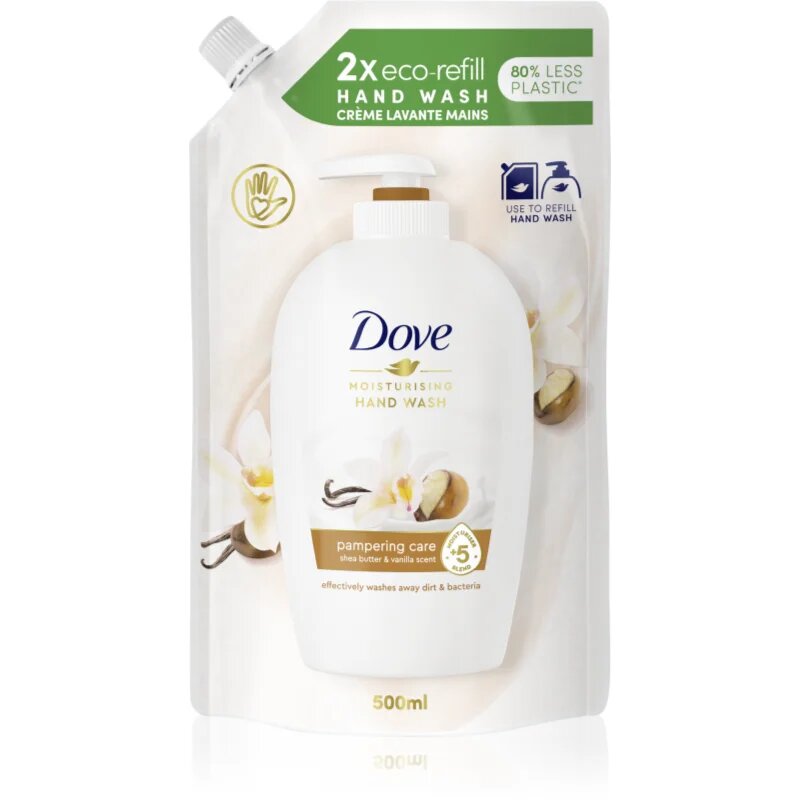 Dove Purely Pampering Shea Butter & Vanilla течен сапун пълнител масло от шеа и ванилия 500 мл.