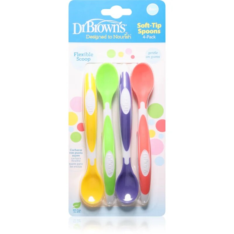 Dr. Brown's Designed to Nourish™ Soft-Tip Spoons лъжичка за деца 4 m+ 4 бр.