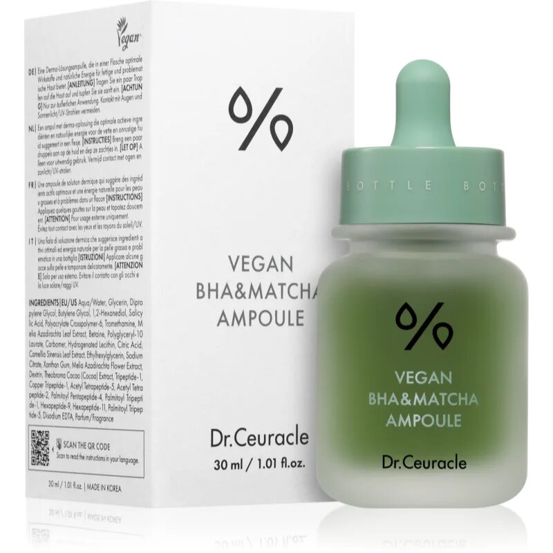 Dr.Ceuracle Vegan BHA & Matcha Ampoule обновяващ серум за мазна и проблемна кожа 30 мл.