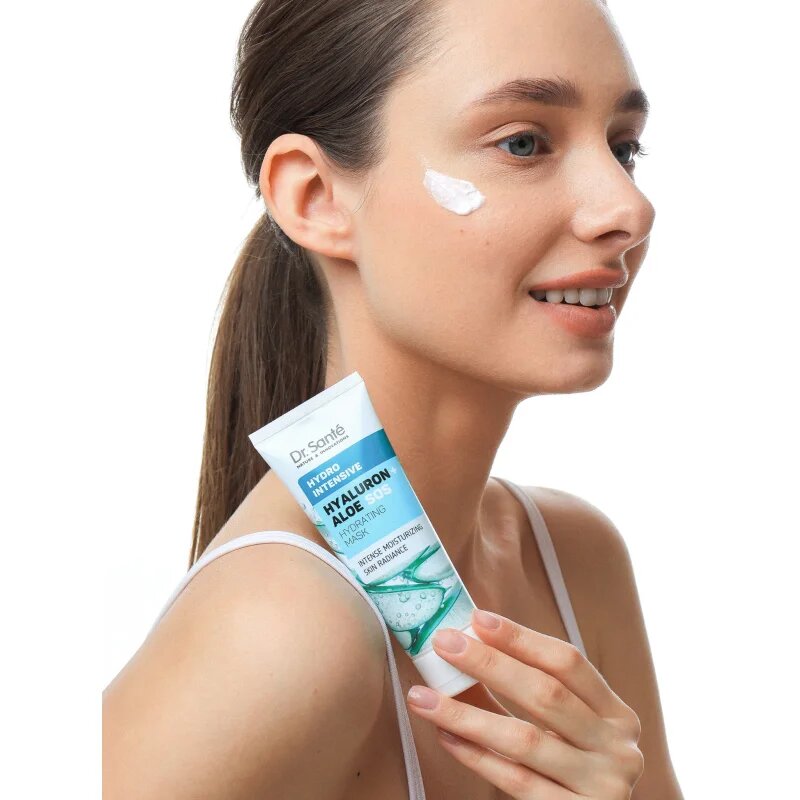 Dr. Santé Hydro Intensive Hyaluron + Aloe хидратираща маска за всички типове кожа на лицето 75 мл.