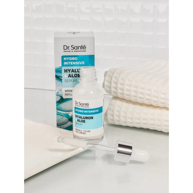Dr. Santé Hydro Intensive Hyaluron + Aloe интензивен хидратиращ серум за всички типове кожа на лицето 30 мл.