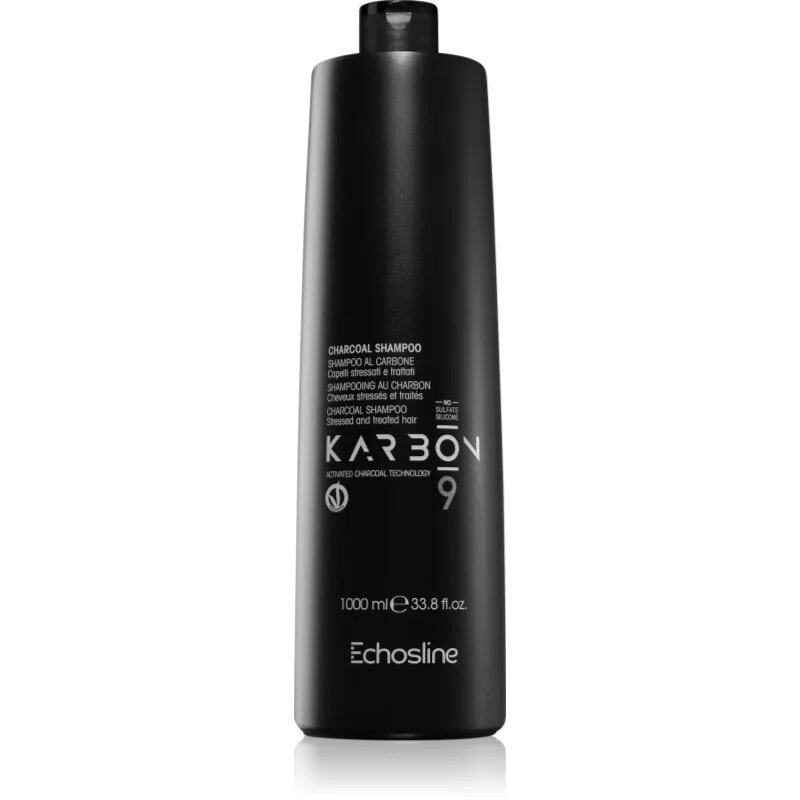 Echosline CHARCOAL Karbon 9 шампоан с активен въглен за увредена и химически третирана коса 1000 мл.