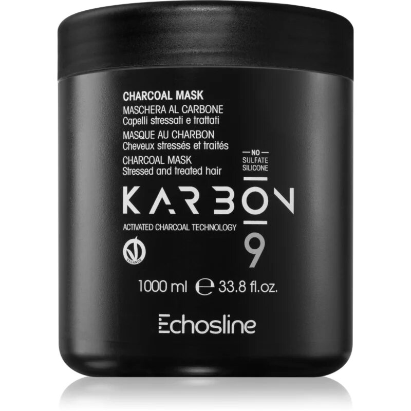 Echosline CHARCOAL Mask маска за коса с активен въглен 1000 мл.