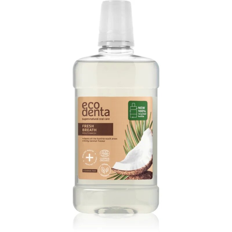 Ecodenta Cosmos Organic Minty Coconut вода за уста вкус Coconut Aloe Vera Pepermint 500 мл.