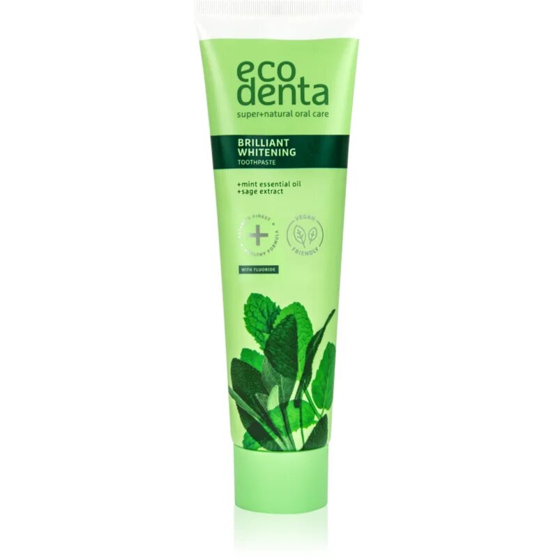 Ecodenta Green Brilliant Whitening избелваща паста за зъби с флуорид за свеж дъх Mint Oil + Sage Extract 100 мл.